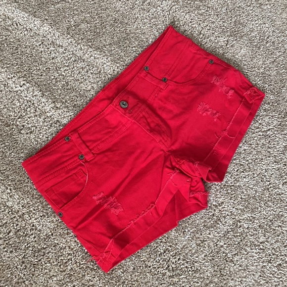 Blue Asphalt Distressed Denim Cuff Shorts - Picture 2 of 13